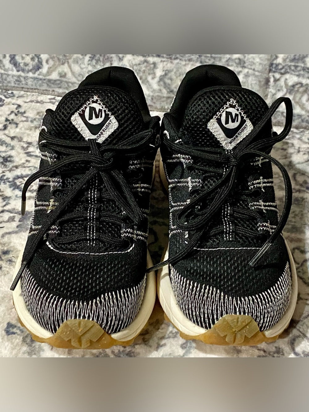 Merrell Flight Trail Running Shoes Black and White Women's Athletic Sneakers S.6